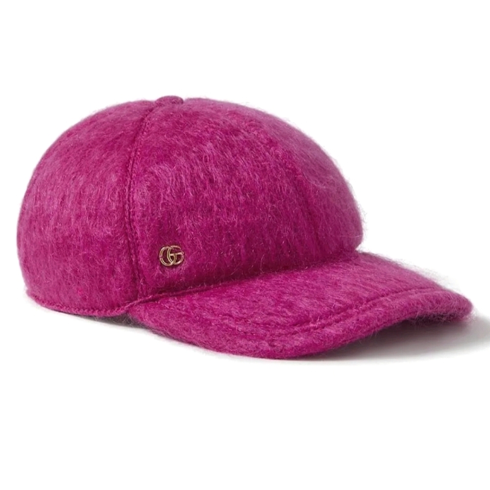 NWT Gucci Mohair GG Lauren Baseball Hat Fushia Size L Stretchy